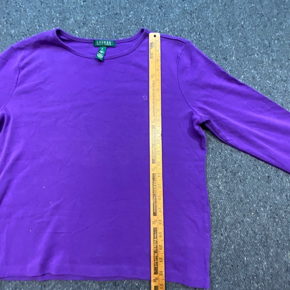 Lauren Ralph Lauren TShirt Sz XL Womens Purple Preppy Embroidered Logo Top - Picture 5 of 7